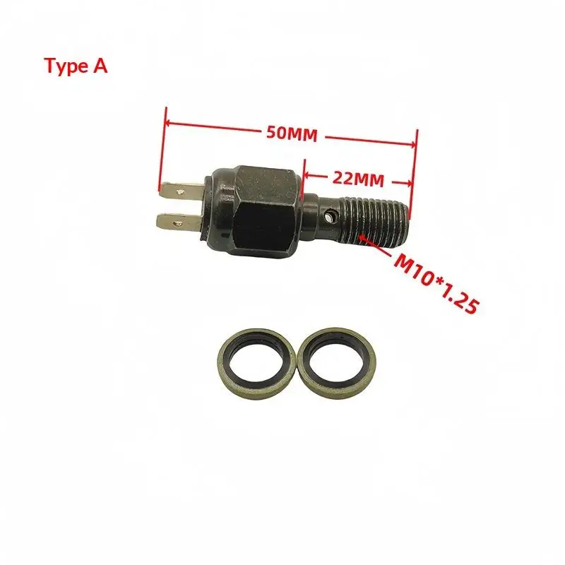 Motorcycle Hydraulic Rear Brake Light Switch M10x1.25mm Universal Fit for Motorbike Sport Bike Cruiser ATV Replacement Accessory