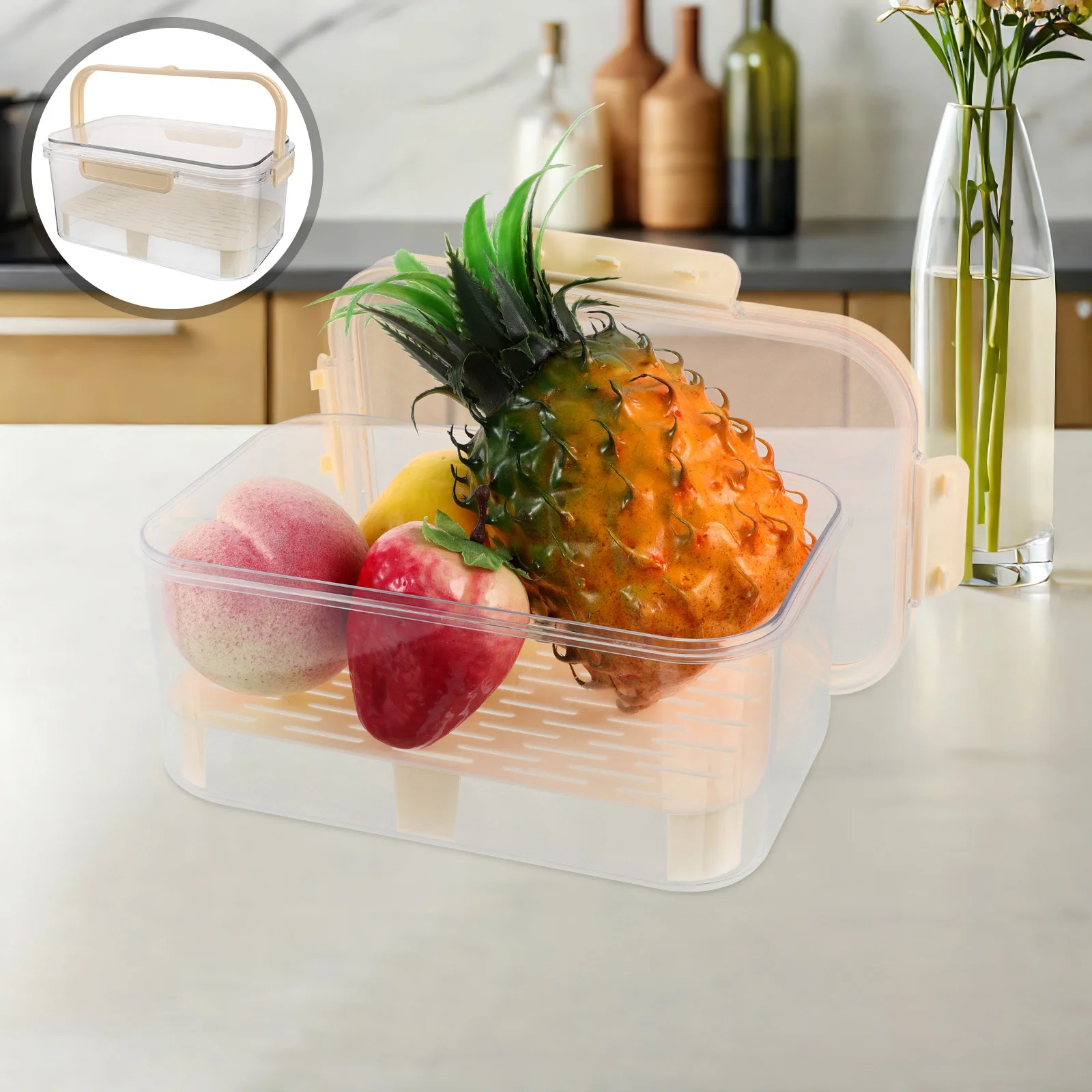 

Portable Food Storage Container Leakproof With Handle For Fruits Vegetables Berries Snacks Outdoor Picnic Travel Lunch