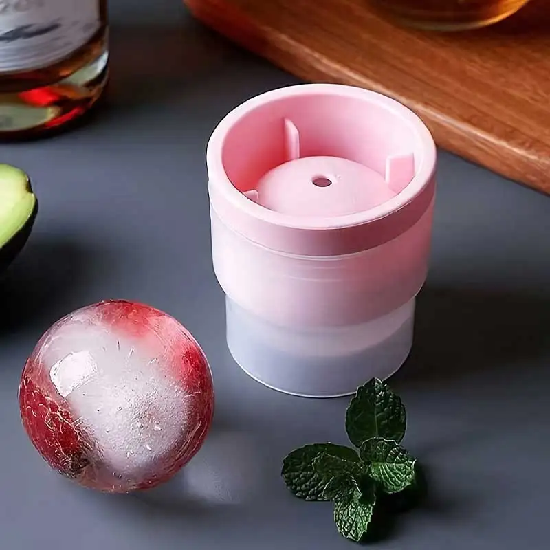 3Pcs Ice Ball Maker, Round Ice Cube Mold Suitable for Whiskey, Cocktails, Juice Drinks, Bourbon Whiskey, Old Fashioned Cocktails, Transparent Ice Cube Mold Silicone Freezing Mold (White, Blue, and Pink) view 2