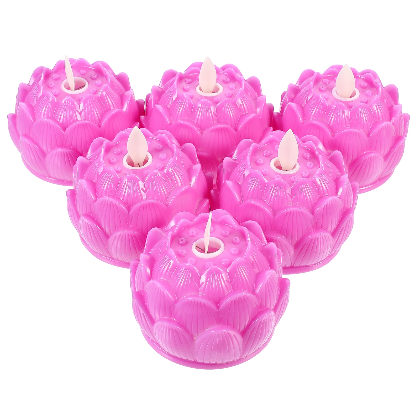 

6Pcs Electronic C Lamp Lotus Shaped LED Decorative Lights Plastic Material Home Temple Buddha Hall Tealight C les Practical
