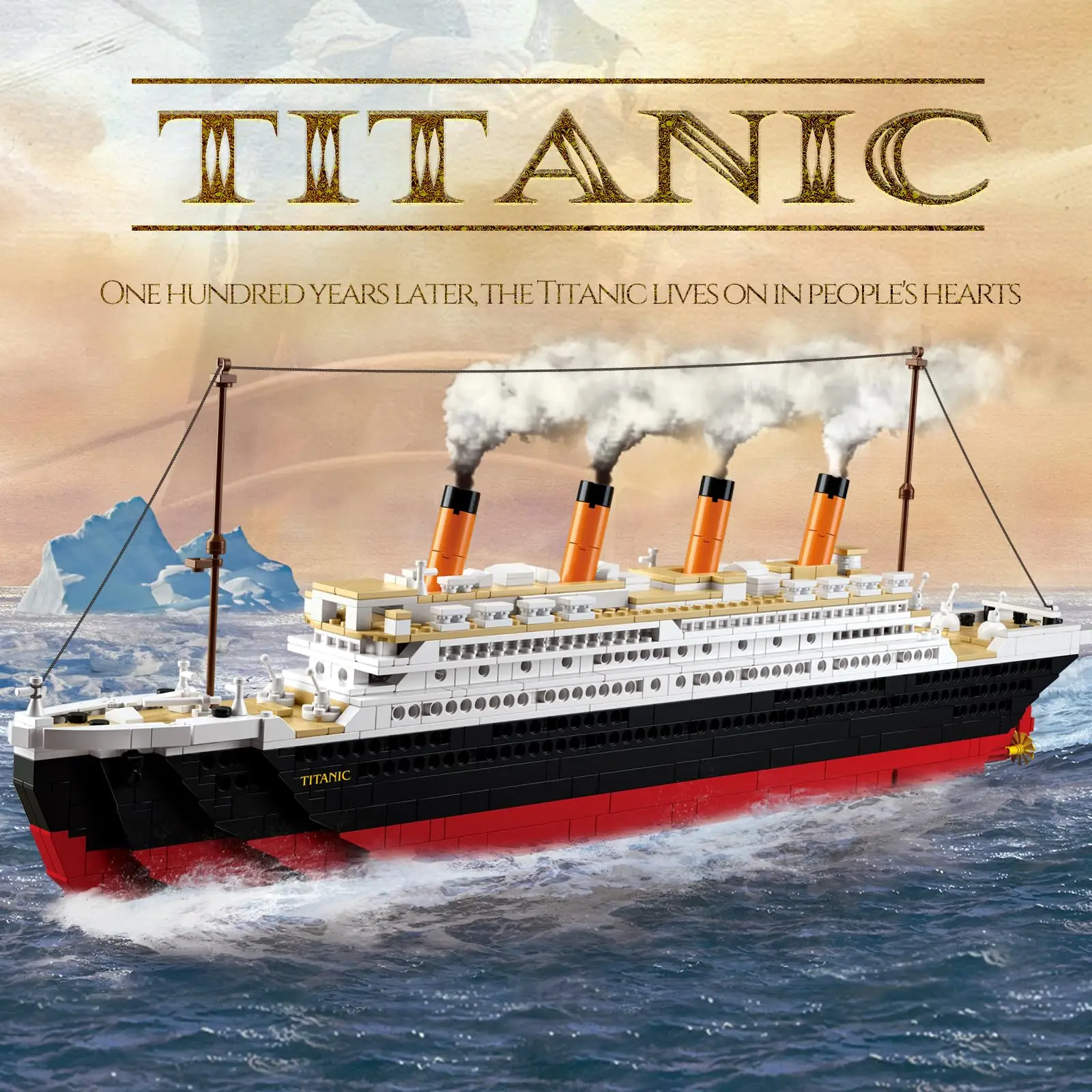 1021PCS Titanic Building Blocks Classic Movie Luxury Cruise Ship Boat Model Bricks Set With Display Stand Kids DIY Toys Gifts