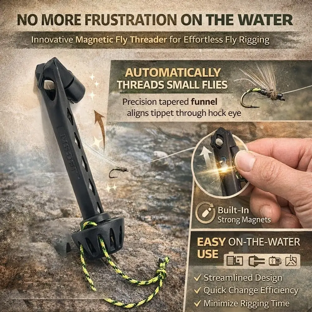 Portable Magnetic Fly Threader Easy Fast Fly Fishing Line Threader Tool for Small Flies Tippet Fly Tying Fishing Tools 2026 New
