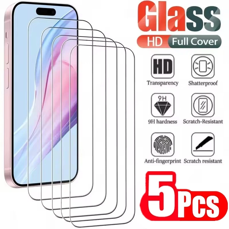 

5Pcs 8K Screen Protector for IPhone 17 15 14 13 12 11 16 Pro Max Mini HD Tempered Glass for IPhone XR X XS 14 15 16 Plus 17 Air