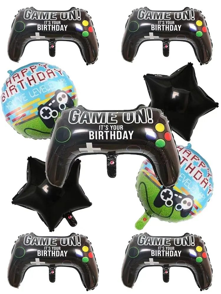 Ballon en Film d'aluminium pour contrôleur de jeu vidéo, poignée de manette de jeu, adapté aux fêtes à thème de Gamer, décoration de fête d'anniversaire