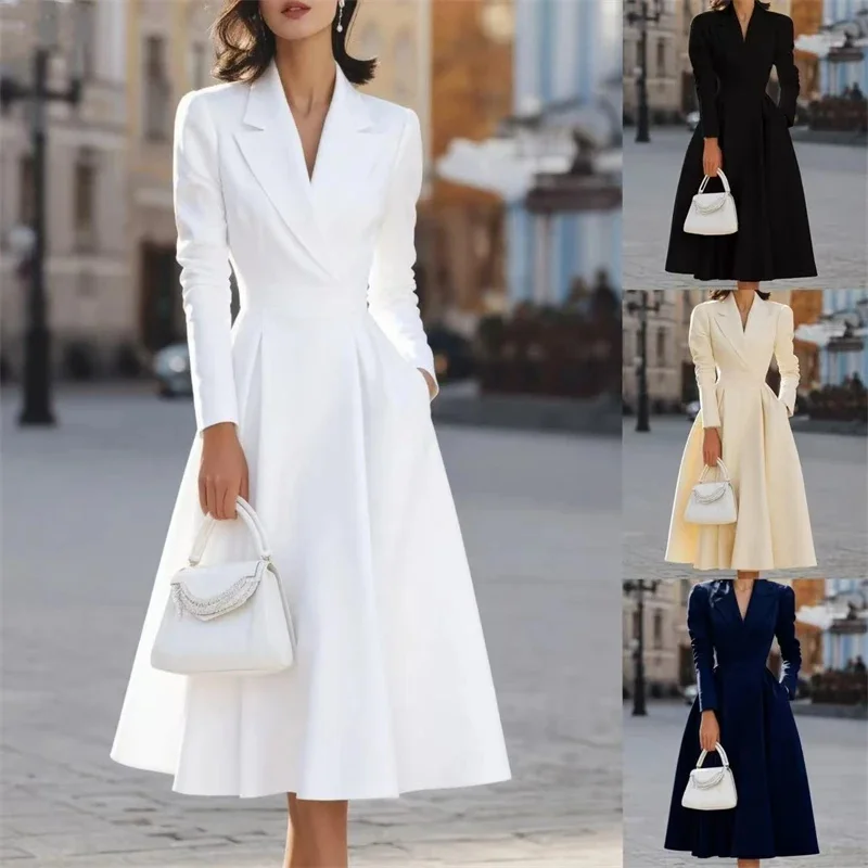 

Casual Long Sleeve Maxi Dress For Women A-Line Slim Elegant Autumn Winter Party Evening Wear Date Night Holiday Gift