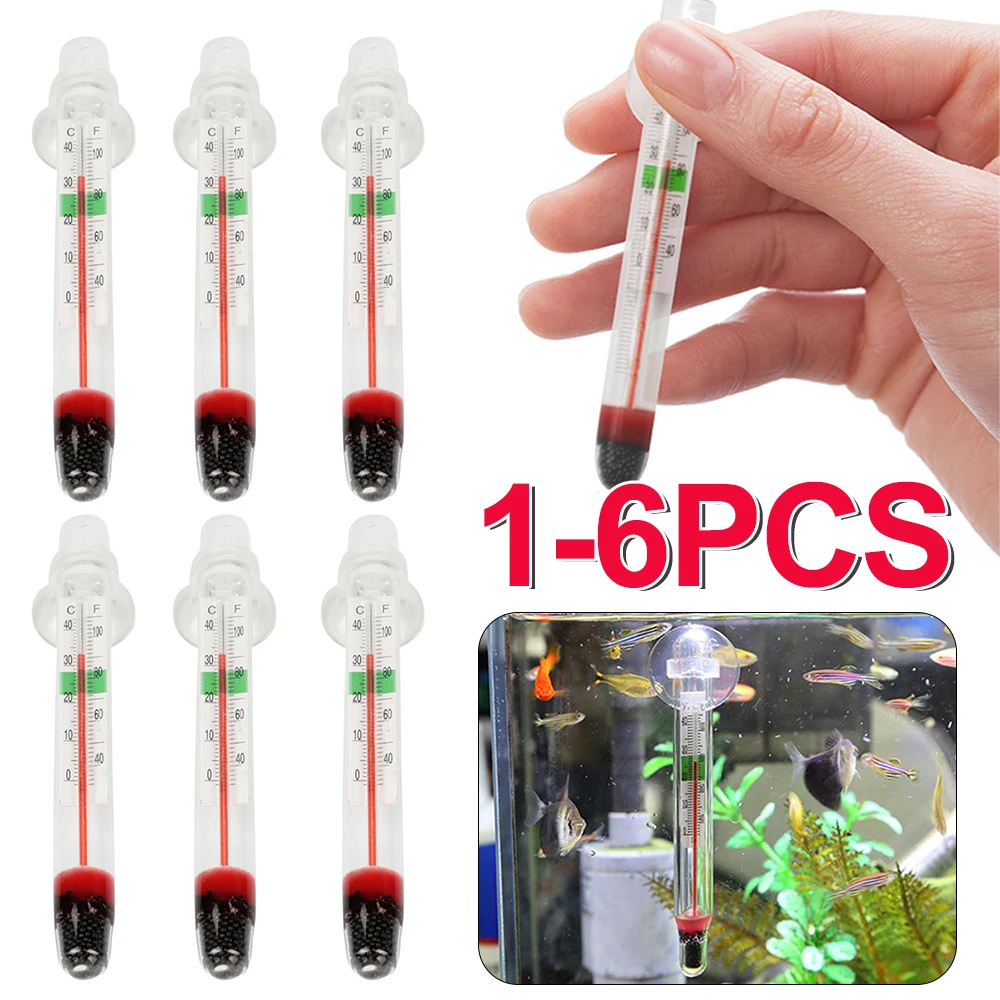 Digital Floating Aquarium Vertical Thermometer With Suction Cup Water Mini Fish Tank Glass Anti Dropping Temperature Meter