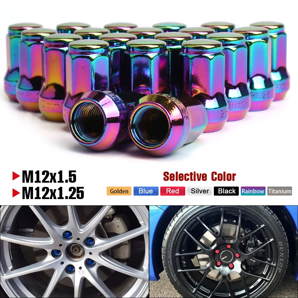 20pcs Universal Racing Wheel Lug Nuts 32mm Steel Car Lug Wheel Nuts Screw M12x1.5/1.25 Lug Nut For Nissan Infiniti Subaru Suzuki