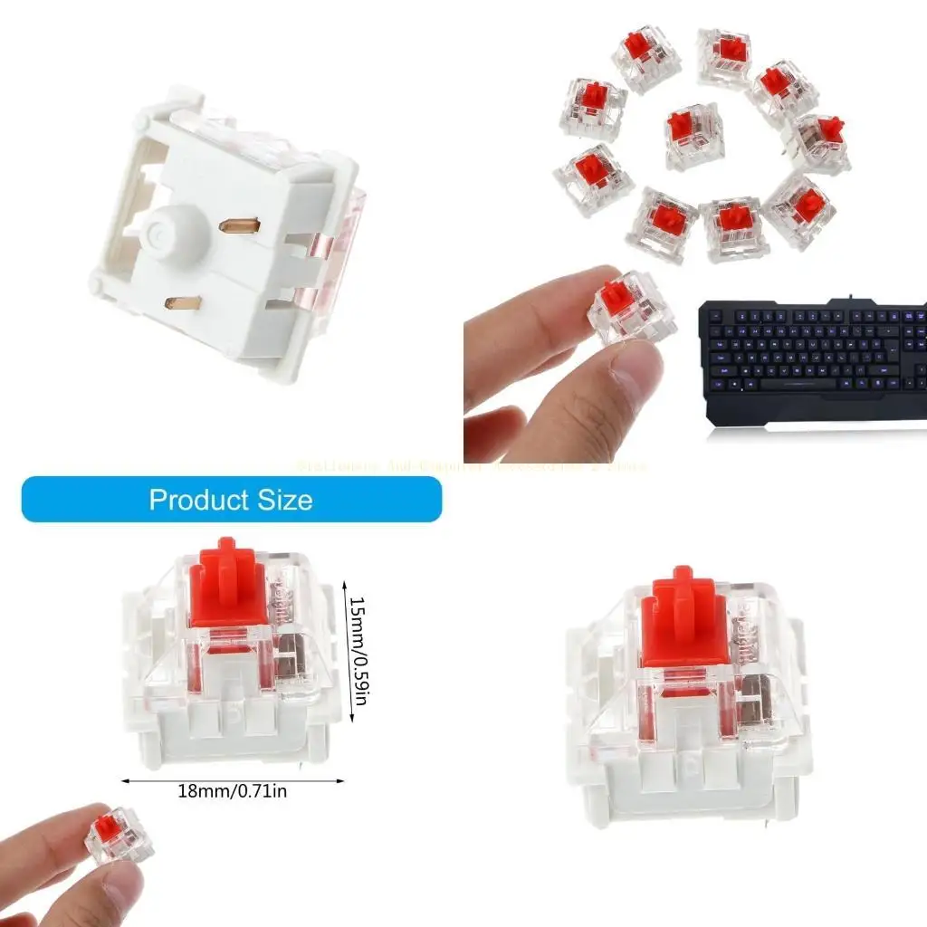 

Linear Switch 3Pin Red Switches for Mechanical Keyboard MX Cherry MX Clone Switches Transparent Housing