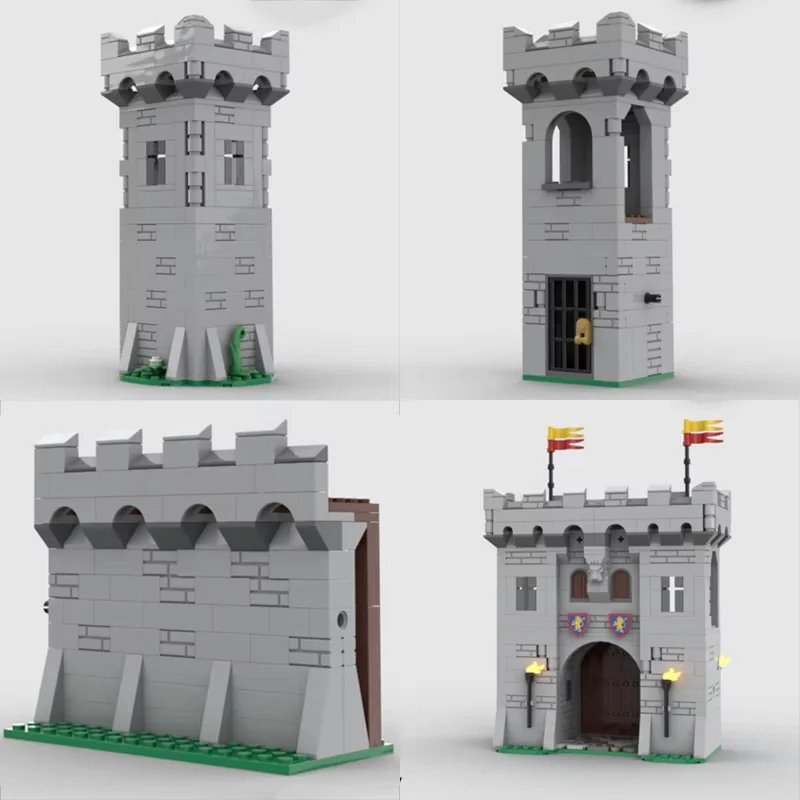 

MOC Строительный блок, игрушка, средневековый замок, сборная игрушка, древний город, настенные ворота, модель в сборе, креативный праздничный подарок