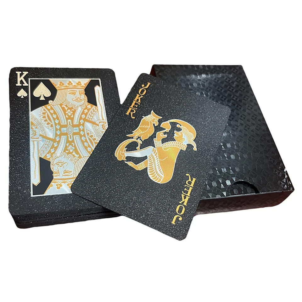 Spielkartenspiel Karten Brett Gruppe Wasserdichter Kunststoff PVC schwarz silber golden Poker Magic Giftdeck Kartenset Kind Kinderspielzeug