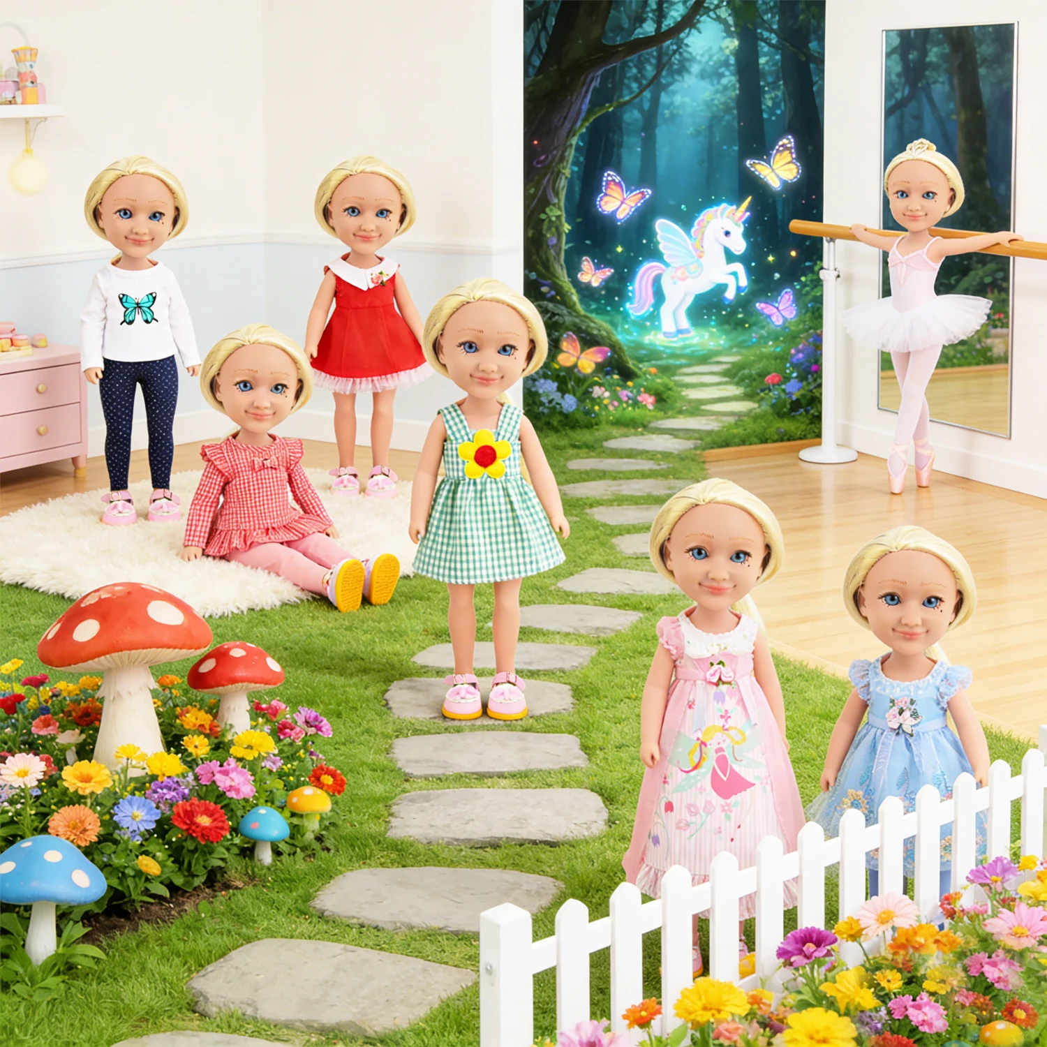 

Cute 14 Inch Girl Dolls with Mix & Match Outfits Ballet, Casual & Princess Styles Perfect Gift for Kids Ages 3+ Imaginative Play