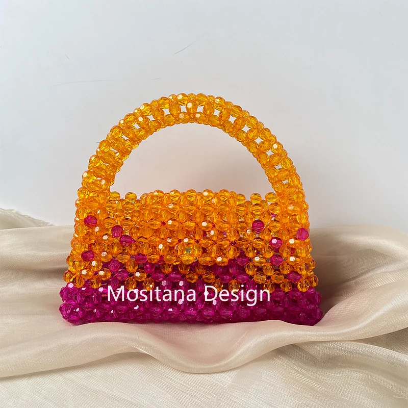 bolsa artesanal de cores gradiente para mulheres bolsa de festa com alca superior para senhoras original pode ser personalizada nova moda 2024 01