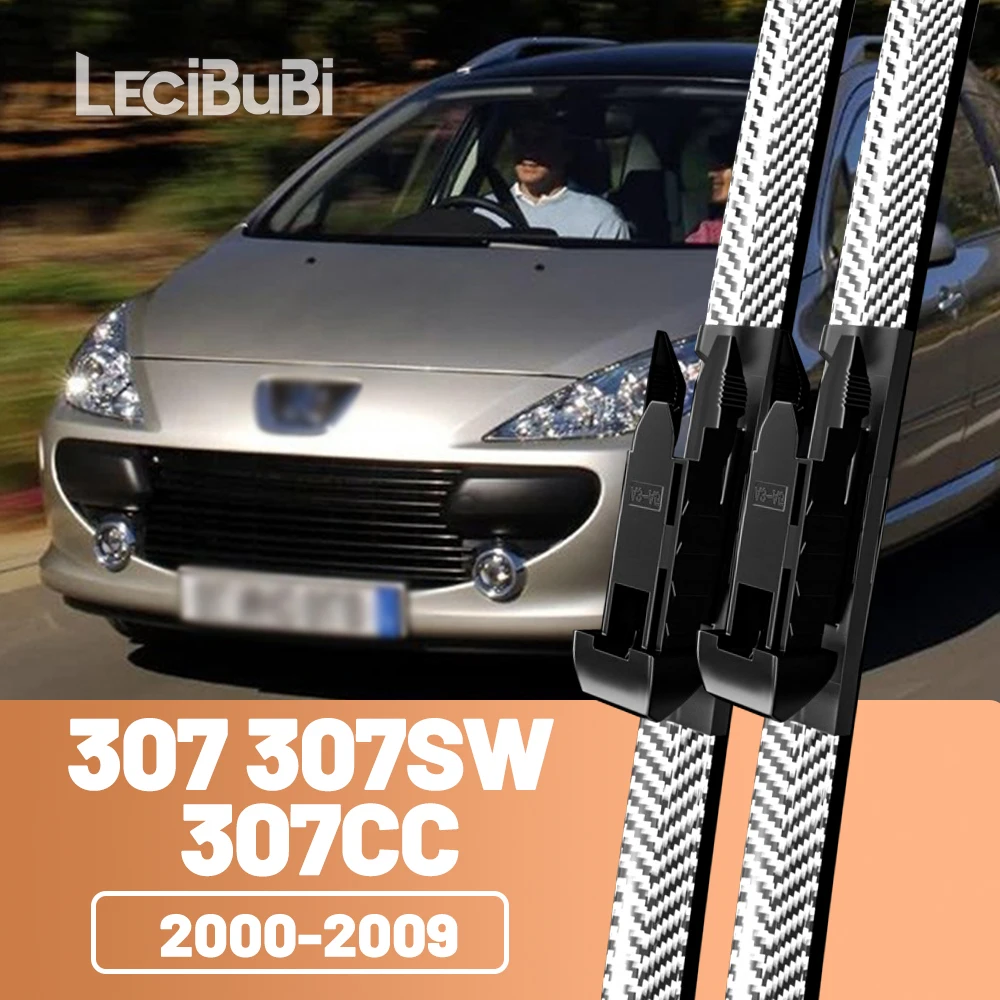 

2 шт., щетки стеклоочистителя переднего стекла, дворники из углеродного волокна для Peugeot 307 307SW 307CC 2000-2009 2002 2003 2004 2005 2006