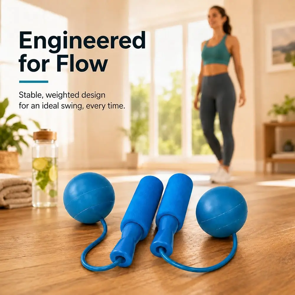 PVC Rope Material Cordless Jump Rope TPR Weighted Balls Weighted Ball Design Weighted Jump Rope Blue Pink Color Option