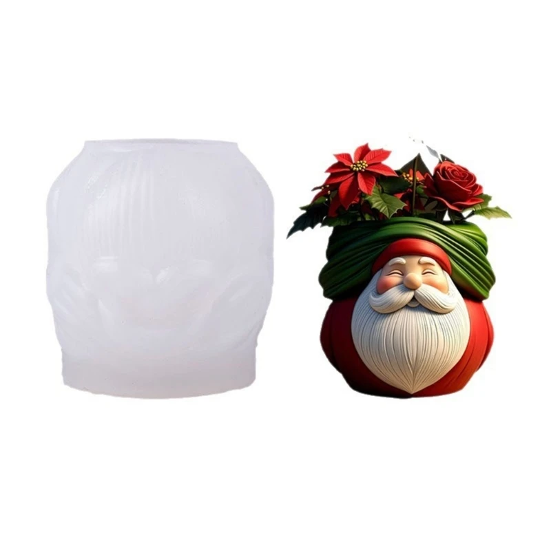 

Многоразовая силиконовая форма для цветов Санта-Клауса для литья бетона из цемента смолы и праздничных поделок