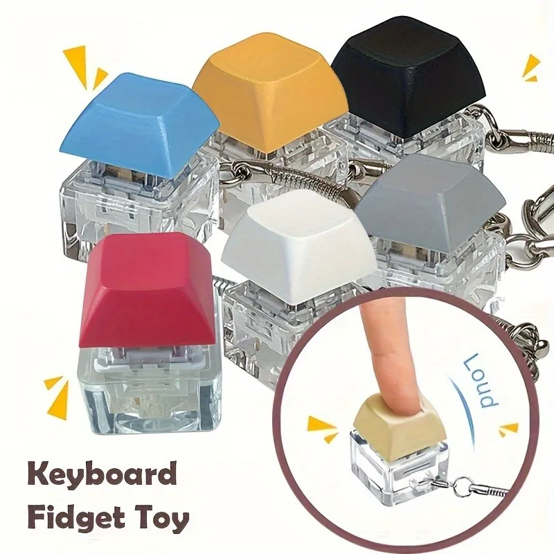 1pc Keyboard Fidget Keychain Relief Stress EDC Toys Click Fidget Sensory EDC Toys Unzip The Key Knead Toy Teenagers Adult Gifts