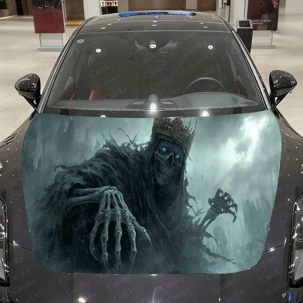 

Chilling Dark King Grim Reaper Car Cover Decal, Auto Hood Sticker, Waterproof and Self-adhesive Auto Vinyl Wraps, Cool Car Exter