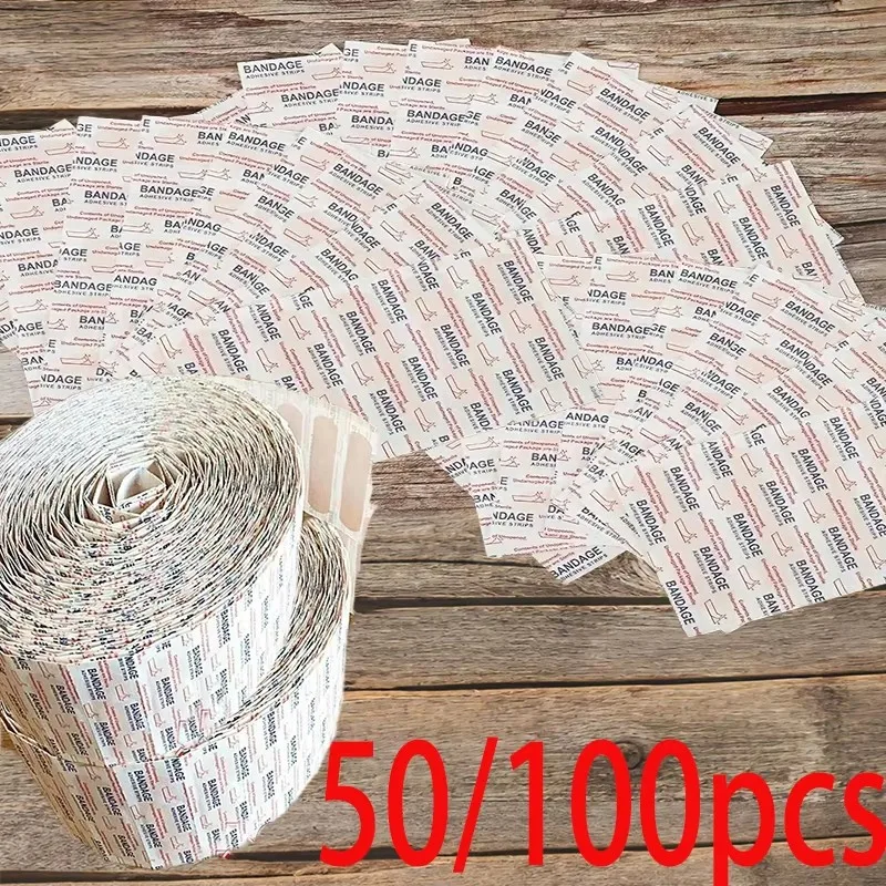 

50/100/150/200/300 шт. полиэтиленовая пластырь, дышащий клей, первая помощь, медицинские бинты, пластырь, подушка, наклейки для гемостаза на рану