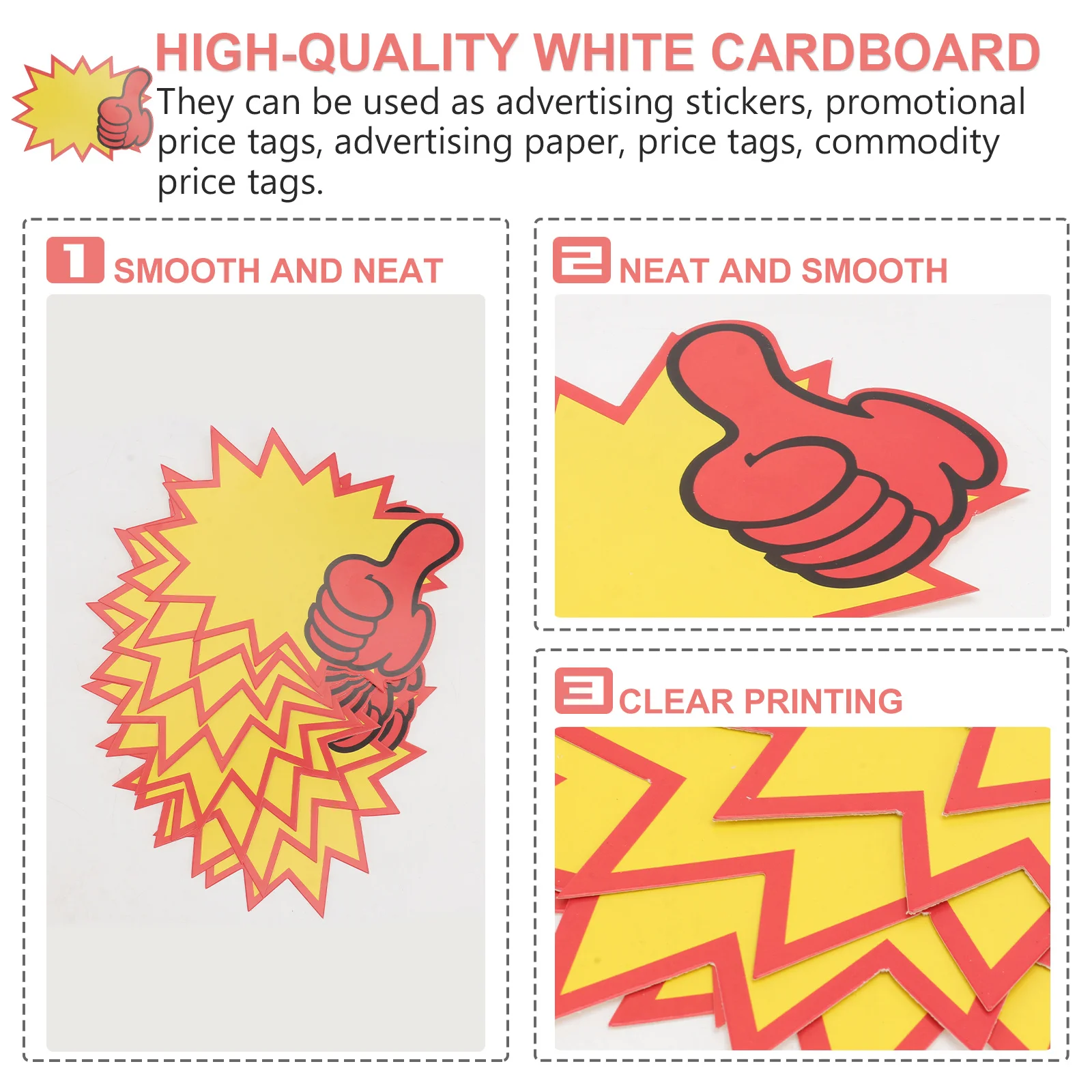 

100Pcs Advertising Stickers Promotional Price Tags Long Serving Time Creative Design Shop Market Advertising Tags