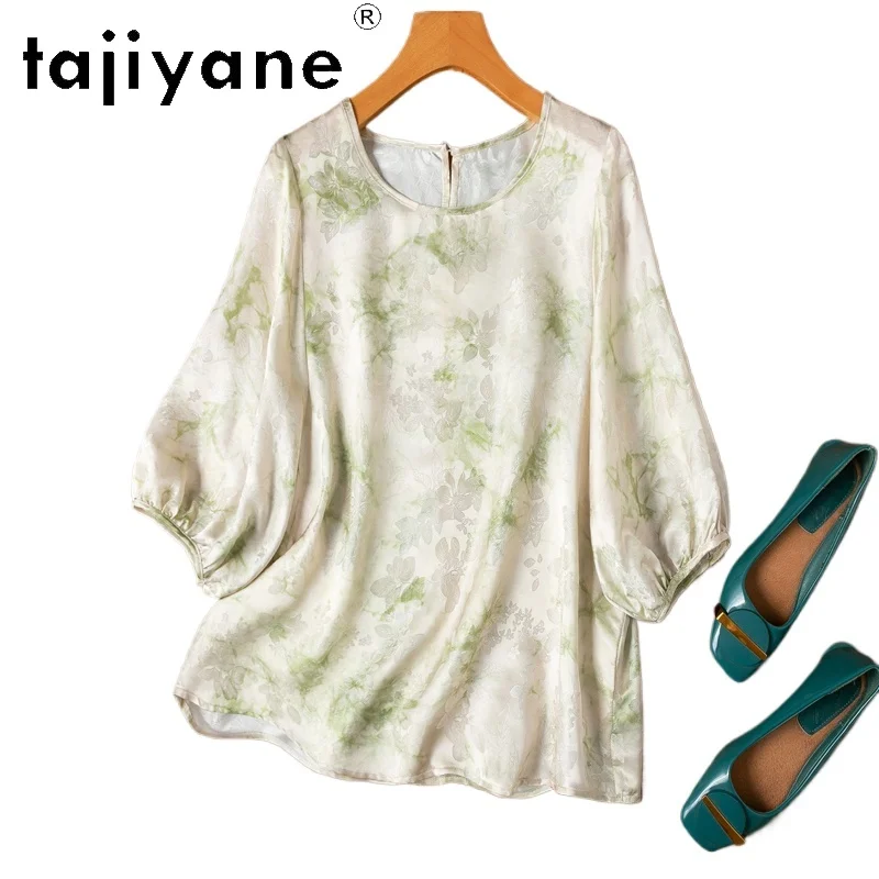 TAJIYANE 100% Mulberry Silk 20 Momme T Shirts for Woman Summer Women Clothing Tops Casuales Loose Fit Womens Топ Женский 2024