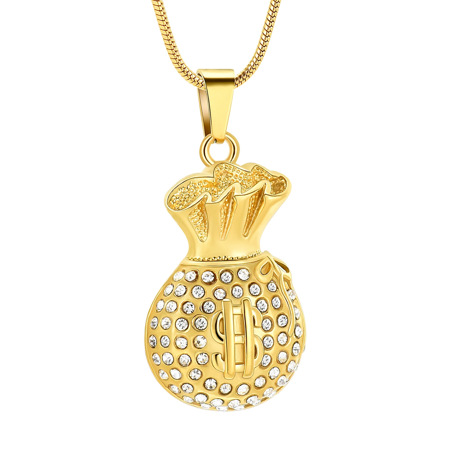 

Cremation Jewelry for Ashes for Loved One Dollar Sign Money Bag Urn Necklaces with Crystal Memorial Gift for Women Men