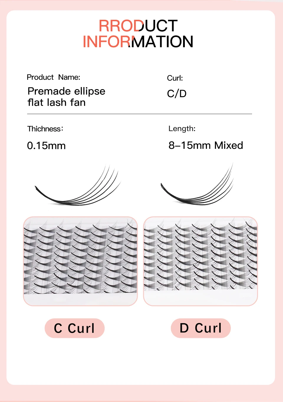 AGUUD Kamelien-Volumen-Wimpern, vorgefertigt, weich, doppelseitig, flach, 3D 4D 5D 6D, tiefschwarz, Wimpernverlängerung – Detail 2