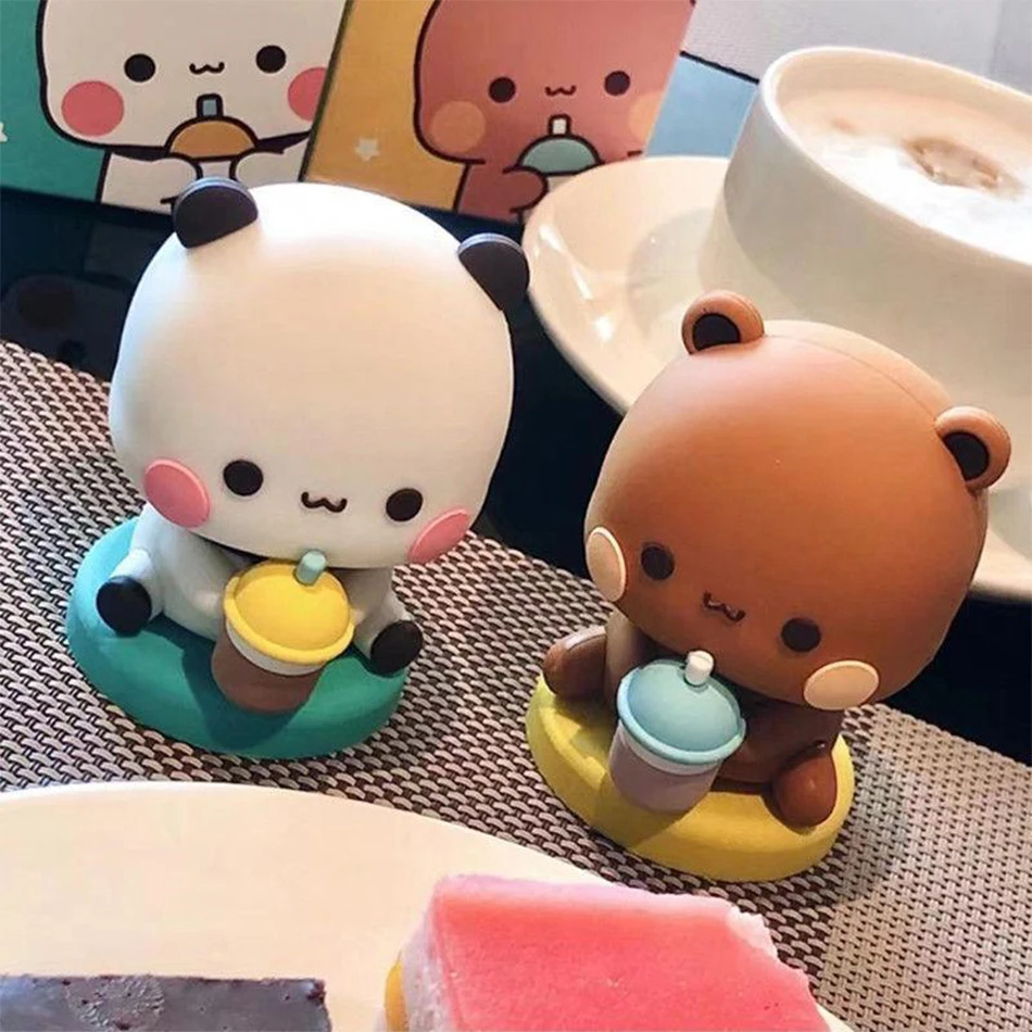 4 Sztuki Śliczne Kawaii Bubu Dudu Panda Niedźwiedź Figurka Kreskówkowa Ekscytująca Miniaturka Niedźwiedzia Kolekcjonerska Zabawka Zwierzęca Lalka Ozdoba Dekoracja