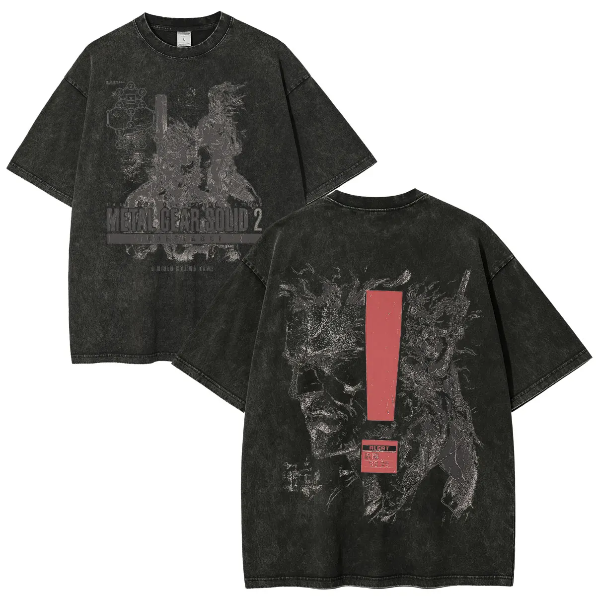 Metal Gear Solid 2 Substance MGS2 Solid Snake Raiden Game Vintage Washed T-Shirt Herren Damen Kleidung Mode Kurzarm T-Shirt – Detail 5