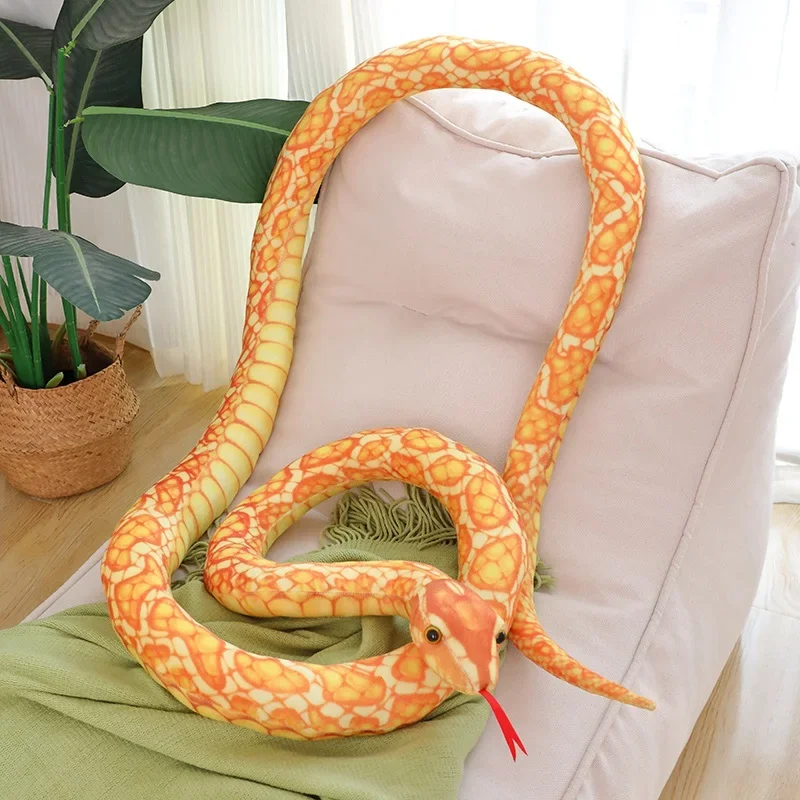 Simulated Python Snake Plush Toy Giant Boa Cobra Lifelike Stuffed Snake Plush Pillow Children Boy Birthday Gift Home Decoration
