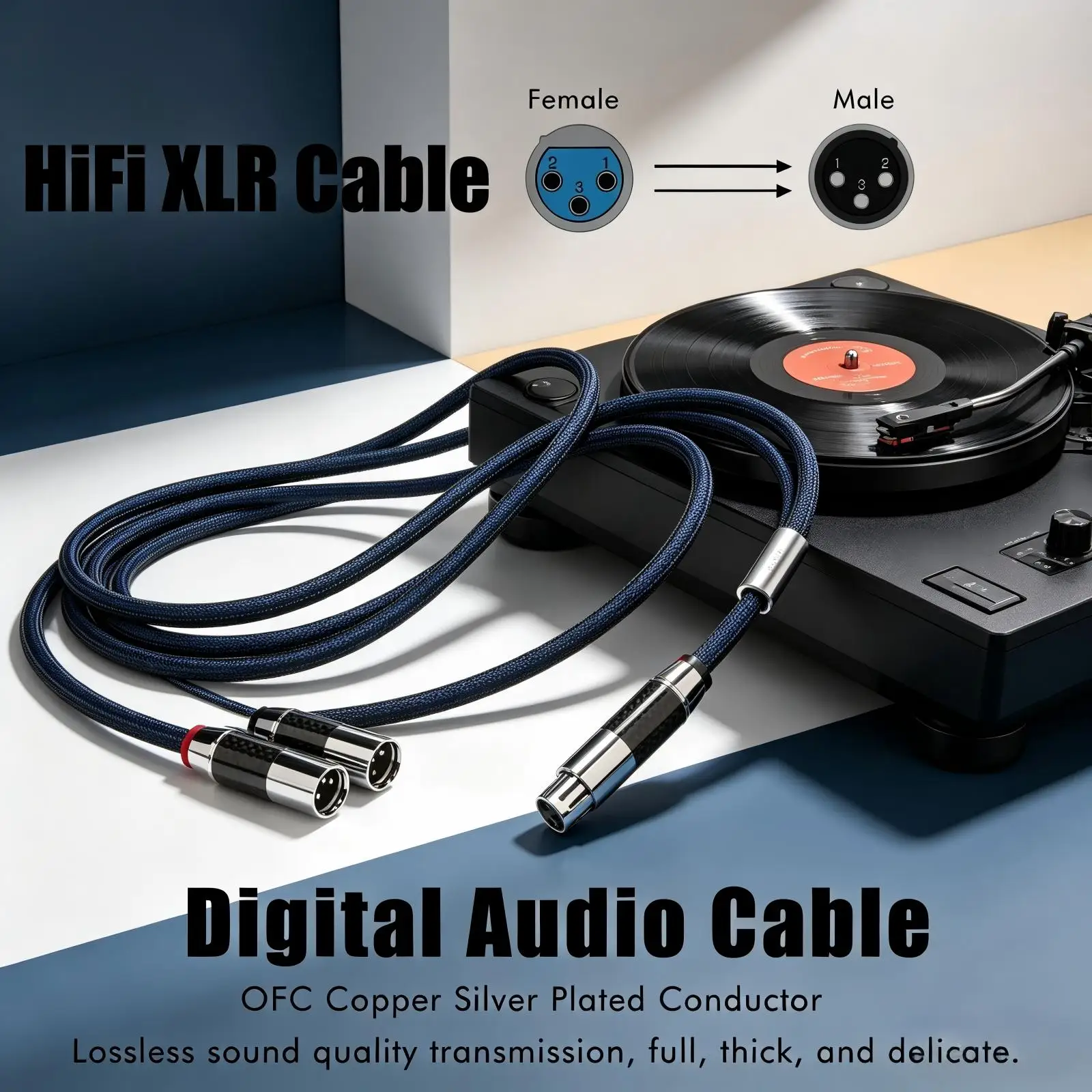 Preffair High End XLR Cable OFC Silver Plated Microphone Cable XLR Audio Audiophile Wire for Amplifier DAC