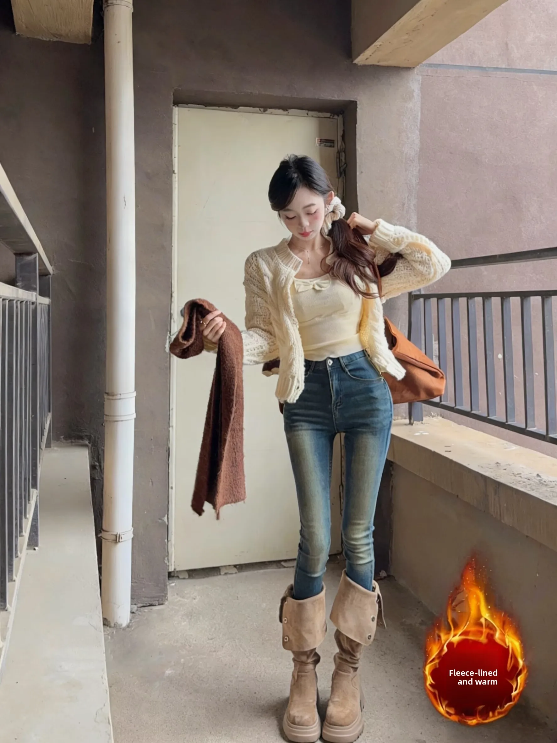 

Джинсы-карандаш с высокой талией, эластичные, утягивающие, в корейском винтажном стиле, темно-синие, для ранней осени и зимы, женские джинсы из денима