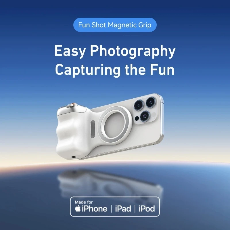 

Fun Shot Magnetic Grip, Ergonomic Style Phone Camera Grip with Detachable Remote, Expandable Functionality for iPhone/Android