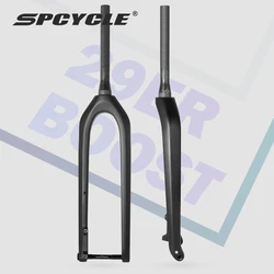 Spcycle 29er MTB Carbon Fork Boost 110*15mm Downhill Fork Mountain Bike Carbon Rigid Fork 1-1/8