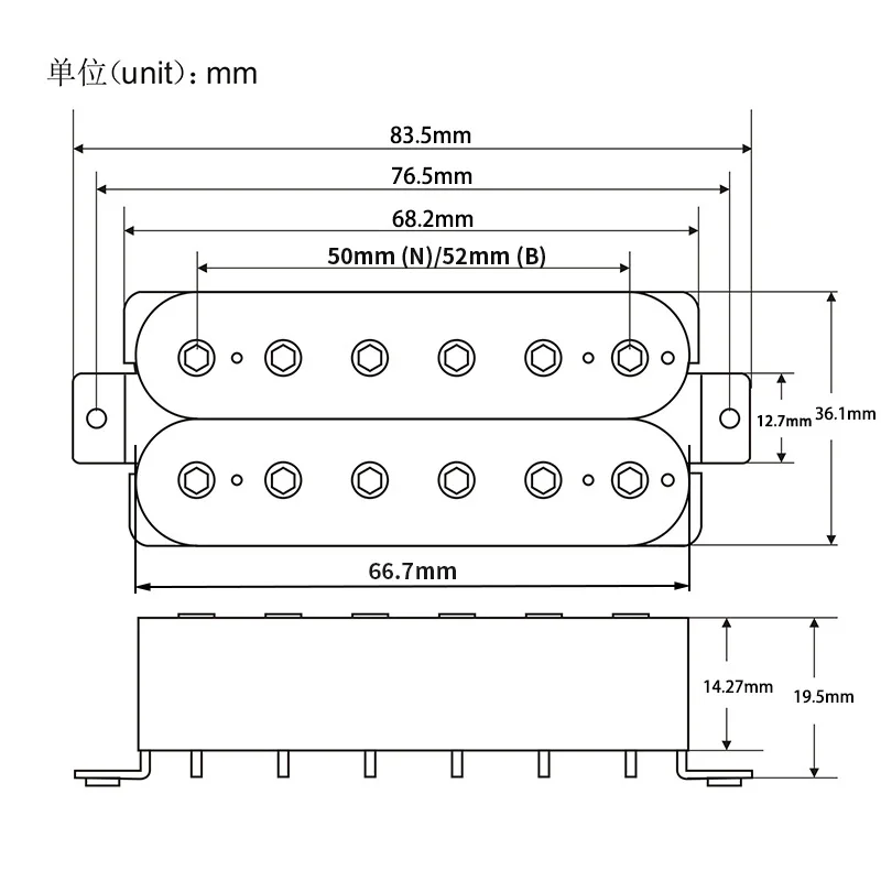 FLEOR-Ensemble de Humbucker Ouvert Noir 514-ups, Alnico 5, Cou et Pont, JE514-ups, 7K + 14K