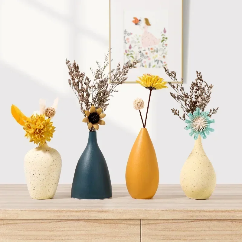 Nordic Ceramic Vases Dried Flower Arrangement INS Frosted Vase Room Decor Home Decoration Mesa Living Room Bookcase Nightstand