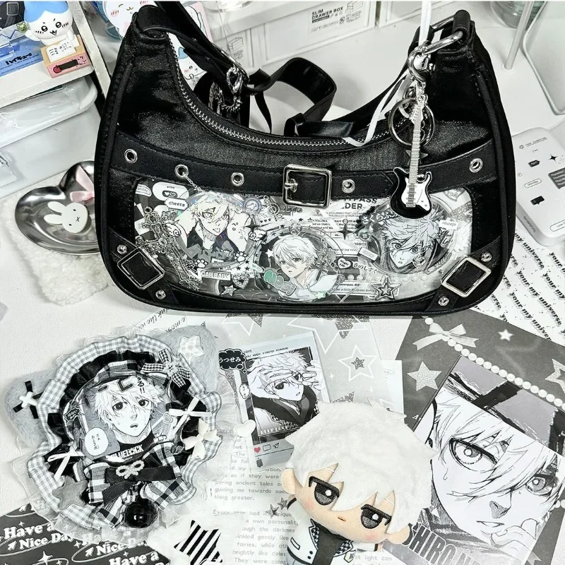 MBTI lindo Y2k bolso de hombro para mujer moda elegante dulce Lolita Jk Ita bolso transparente literario Kawaii exquisito bolso femenino