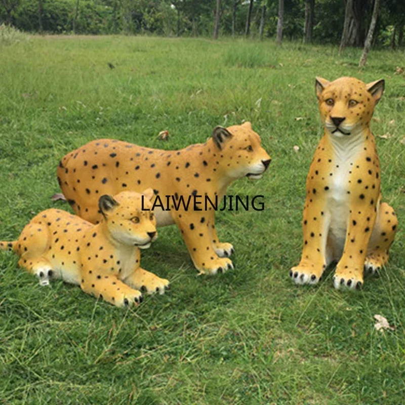 HLZ simulation leopard garden lawn scenic zoo landscape model decorative ornament