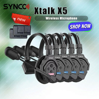 SYNCO Xtalk X5 5Person Team Wireless Communication Headset Remote Wireless Intercom System Wireless Microphone for Video Studio