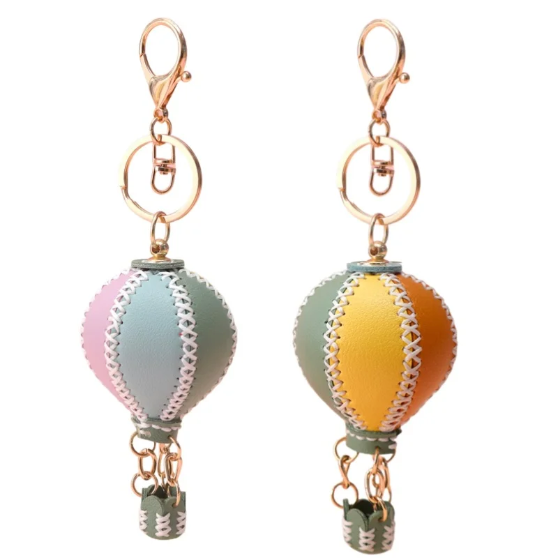 

New Creativity Hot Air Balloon Keychain DIY Craft Kit for Beginners,Colorful Leather DIY Bag Charms Making Kit for Craft Lovers