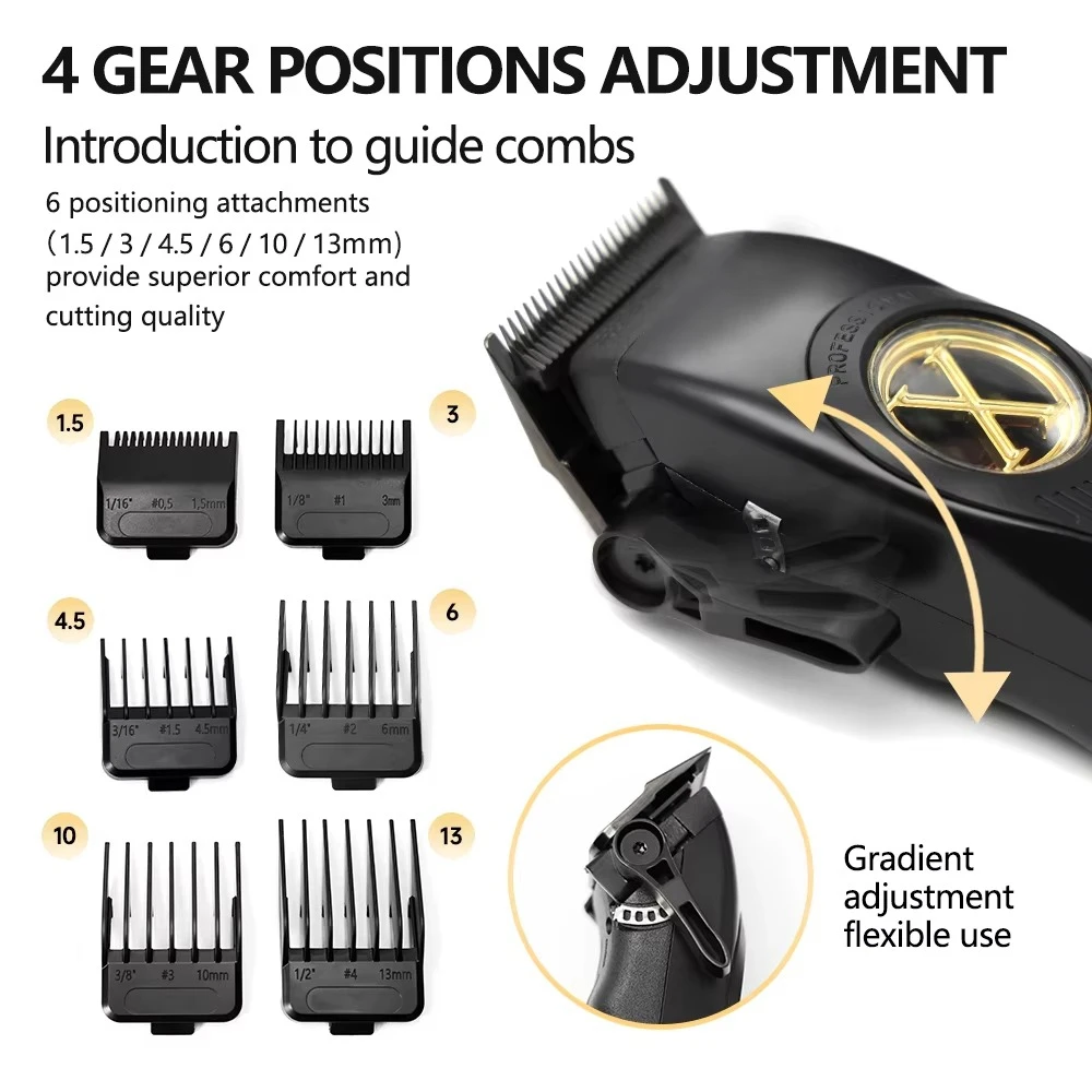 Custom logo Professional Barber Clippers 11500RPM Vector Motor 2400mAh  Magnetic Levitation Technology Salon Haircut Machine