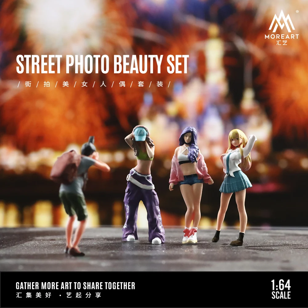More Art 1:64 Action Figure Set,Street Shot Beauty Doll Set Decoration Figure Model For Display & Collection & Gift