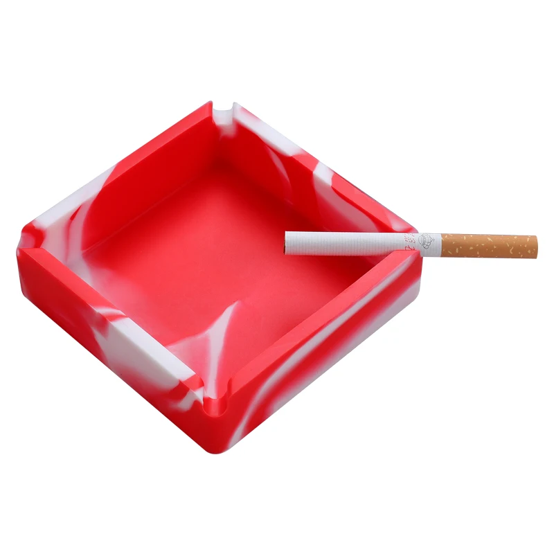 Portable Drop resistant 10cm Square Camouflage Camo Rubber Colorful Soft Silicone Ashtray Ash Tray Holder Smoking Gift For Man