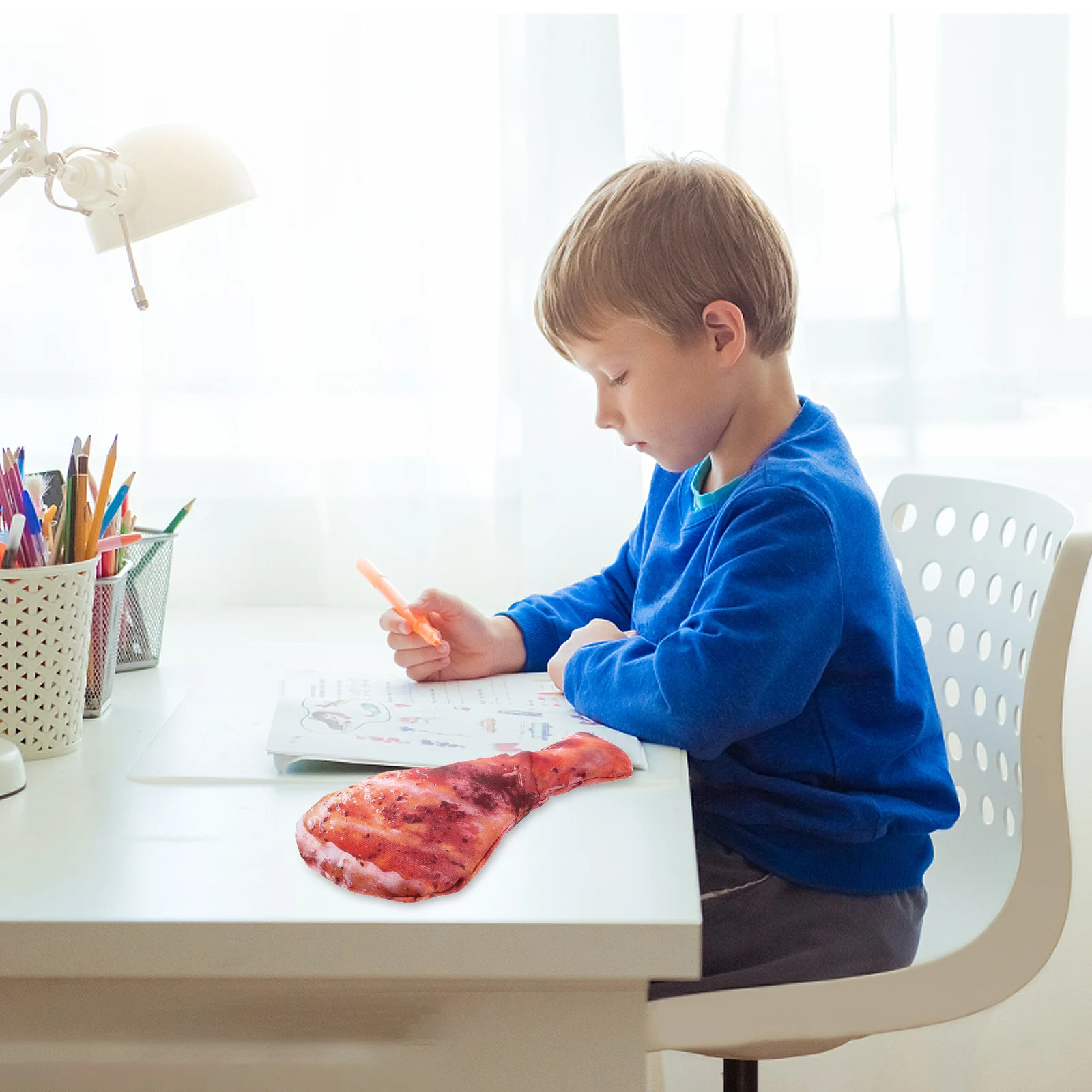 

3D Chicken Leg Case Large Capacity Zipper Pencil Pouch Cute Makeup Bag Cartoon Stationery Organizer Funny Pen Holder For School