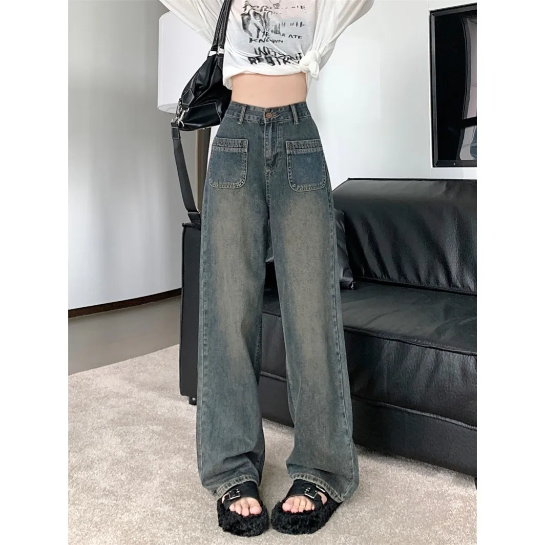 High Waist Wide Leg Women's Jeans Y2K Style 2025 Retro Comfort Stretch Loose Fit Straight Cut Flowy Trousers