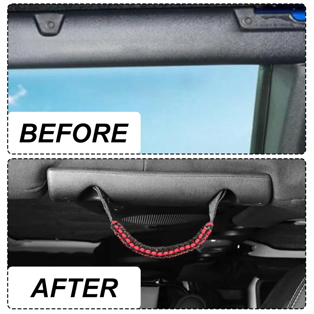 2PCS Weaving Rope Grab Handles for Ford Bronco 2021-2024 Interior Door Roll Bar or Headrest Bar Pull Strip