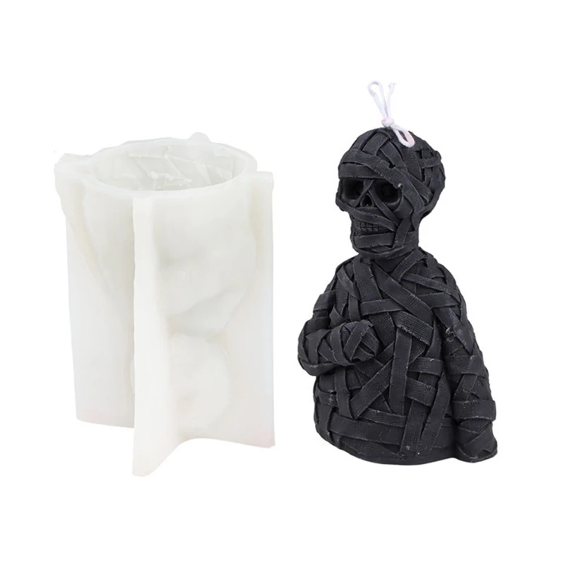 3D Bandage Skull for Head Silicone Mold Plaster Handmade Mould for DIY Soap Plaster Epoxy Resin Moul N2UE