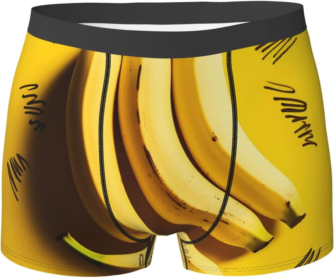 

FUNNY Fruits Mens Boxer Briefs Soft Breathable Moisture Wicking Stretch Boxer Briefs Banana Yellow Design