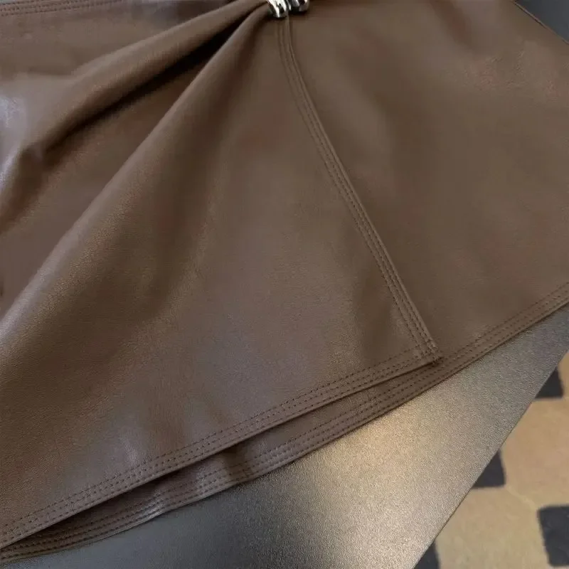 여성용 푸 스커트 솔리드 A라인 가을 겨울 하이웨이스트 미니 스커트 한국 패션 불규칙 디자인 레트로 스커트