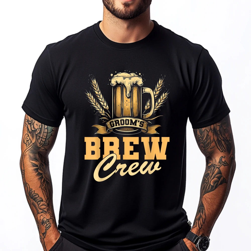 

Groom Brew Crew Groomsmen Beer Team Bachelor Party Harajuku Cotton Comfort New In Tops & Tees Graphic Tshirts