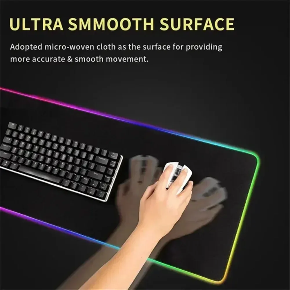 RGB Mouse Pad Anime Tiger Non-slip XXL Luminescence Table Pad Office Accessories LED Backlight Mousemat Gaming Computer Mausepad
